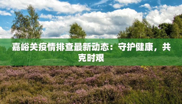 嘉峪关疫情排查最新动态:守护健康,共克时艰 嘉峪关疫情排查最新动态:守护健康,共克时艰